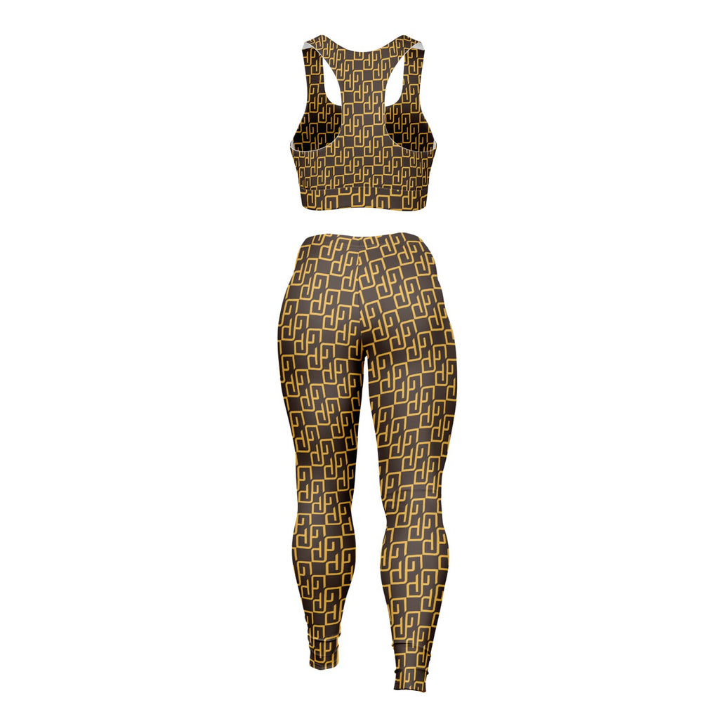 GYMPOLO Padded Sports Bra & Leggings Brown