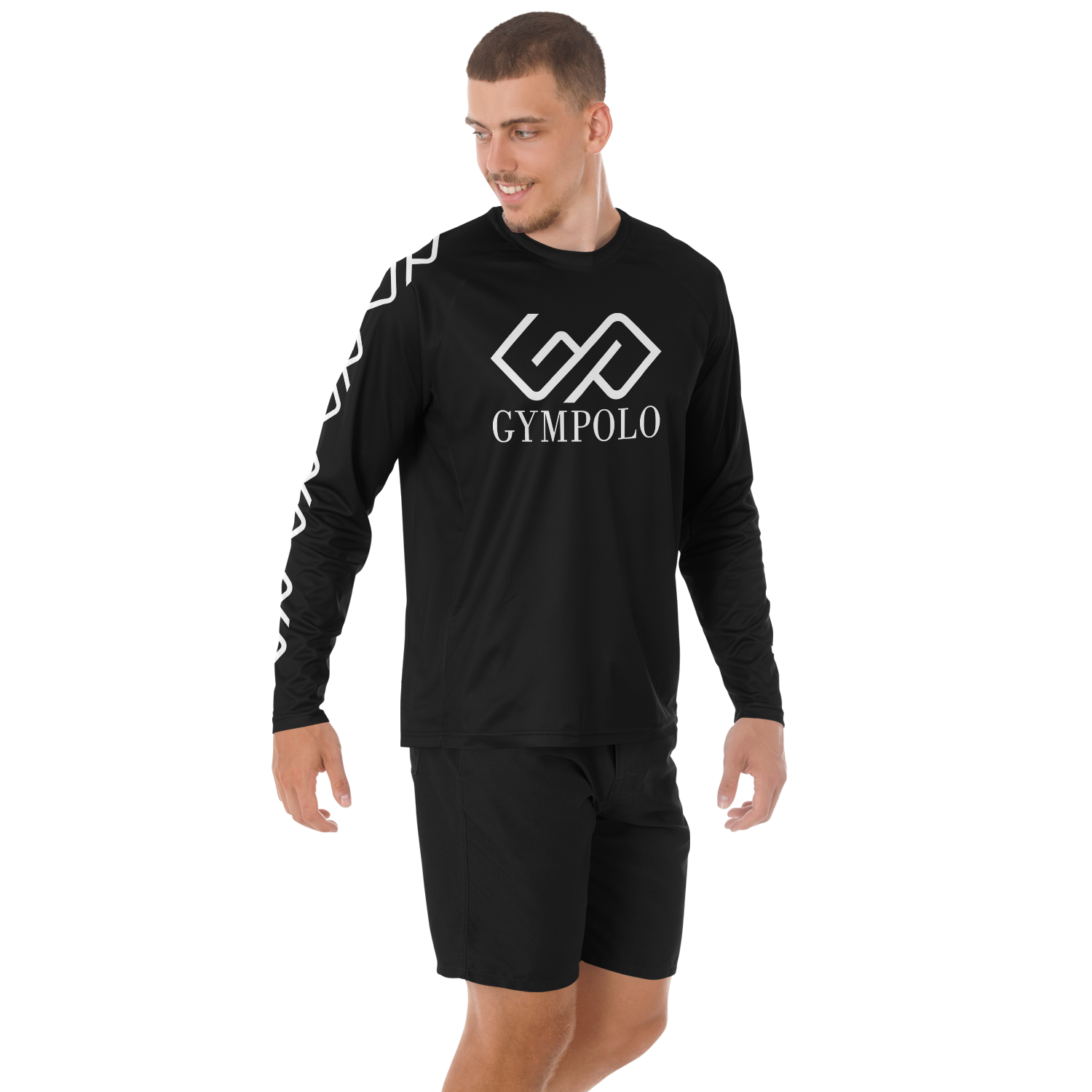 GYMPOLO Men's Long Sleeve performance Shirt - Black