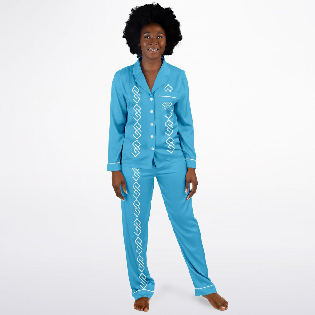 GYMPOLO Women's Satin Pajamas Sky Blue