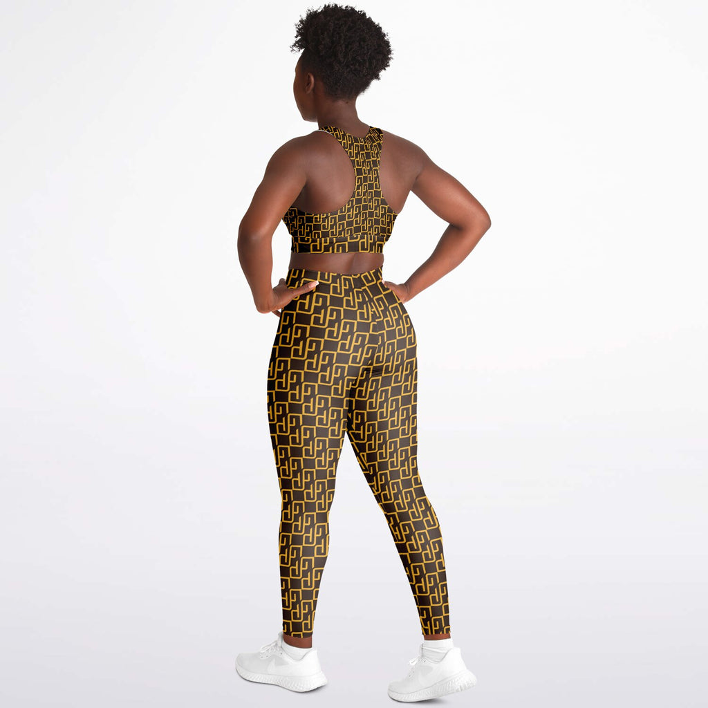 GYMPOLO Padded Sports Bra & Leggings Brown