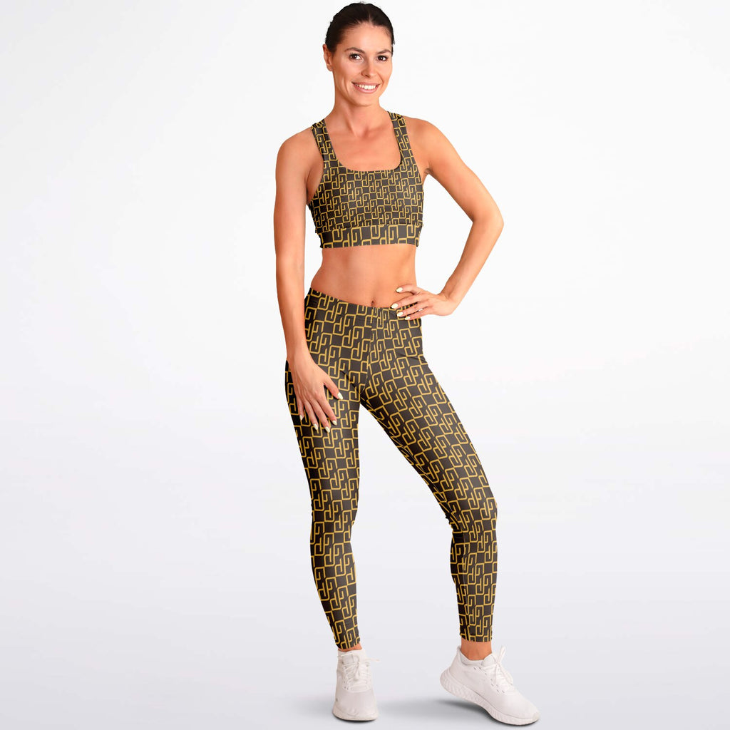 GYMPOLO Padded Sports Bra & Leggings Brown