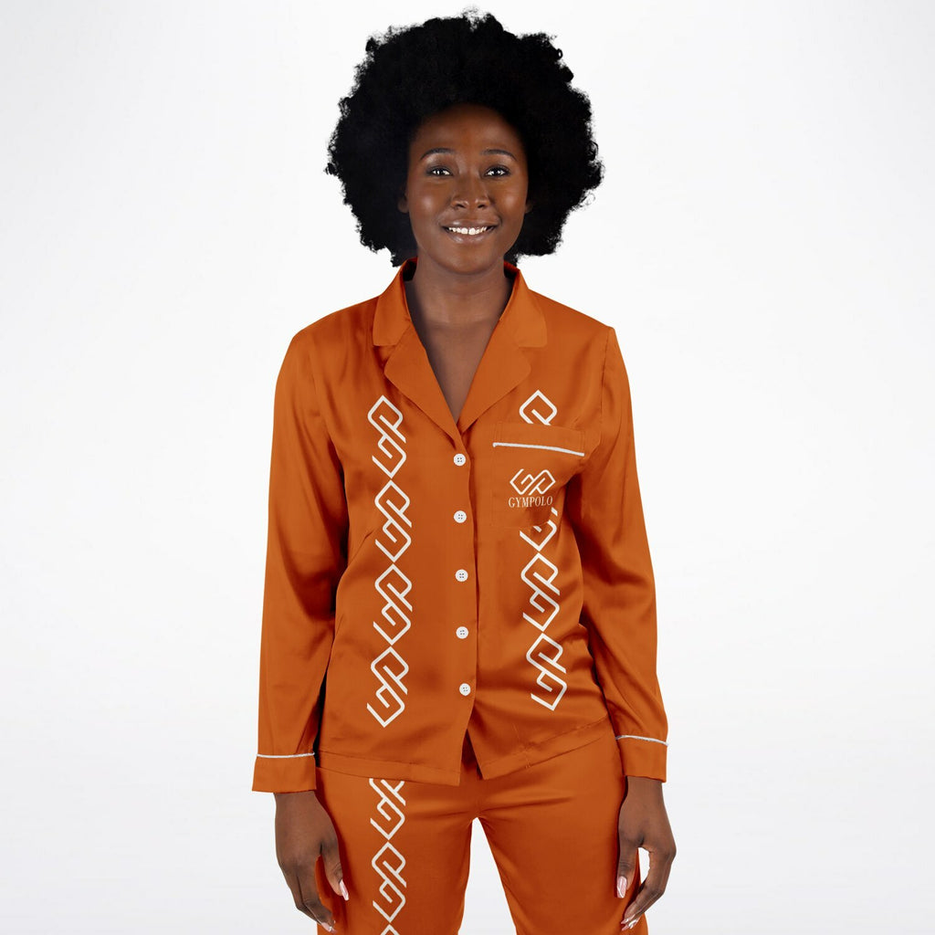 GYMPOLO Women's Satin Pajamas - Orange