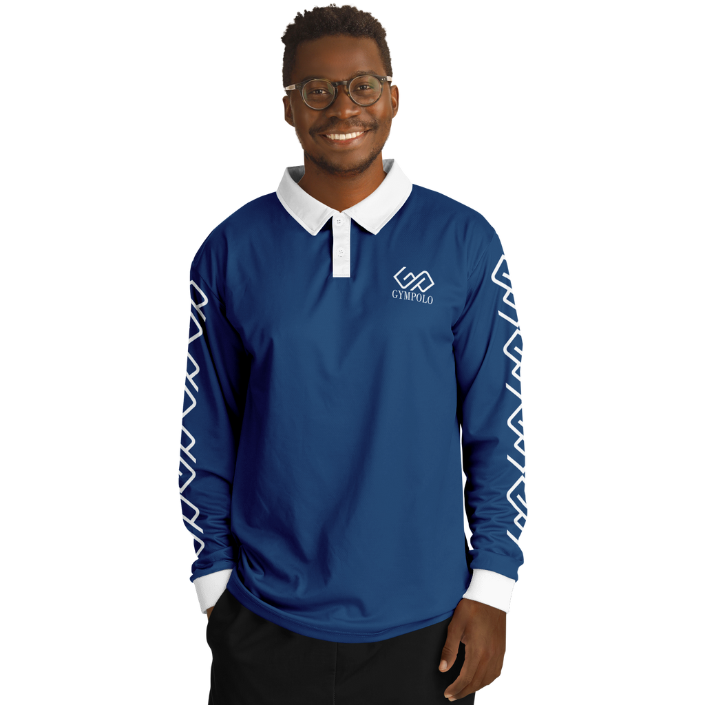 GYMPOLO Men’s Long Sleeve Polo Shirt - Blue