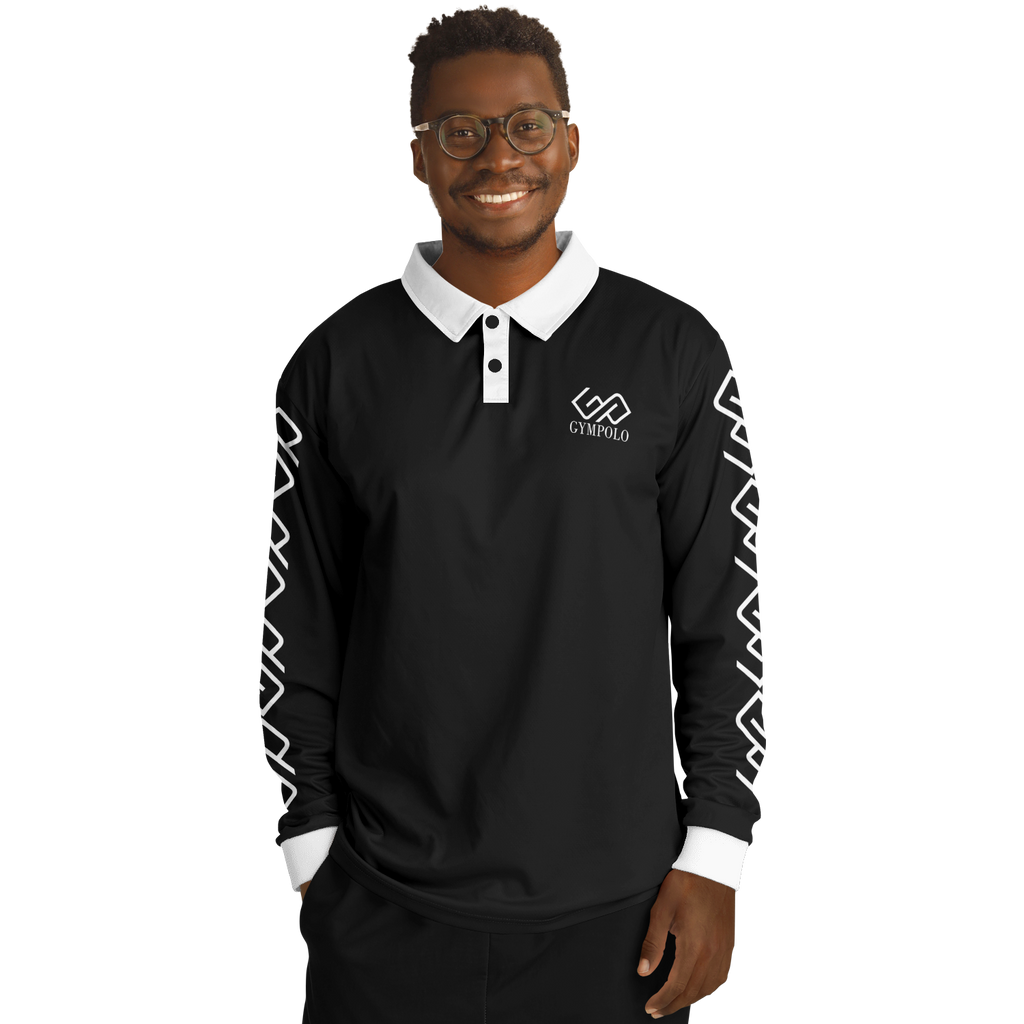 GYMPOLO Men’s Long Sleeve Polo Shirt - Black