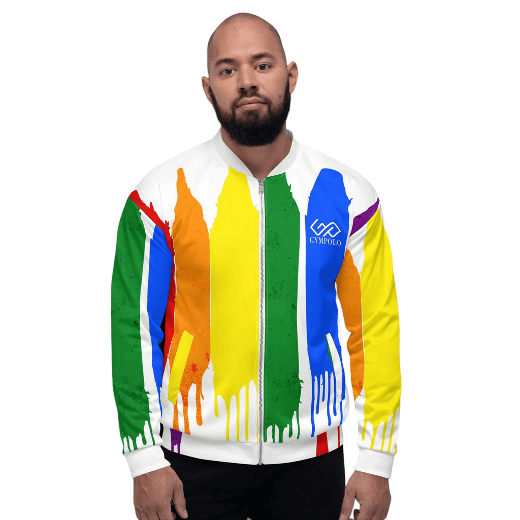 GYMPOLO Unisex Rainbow Bomber Jacket