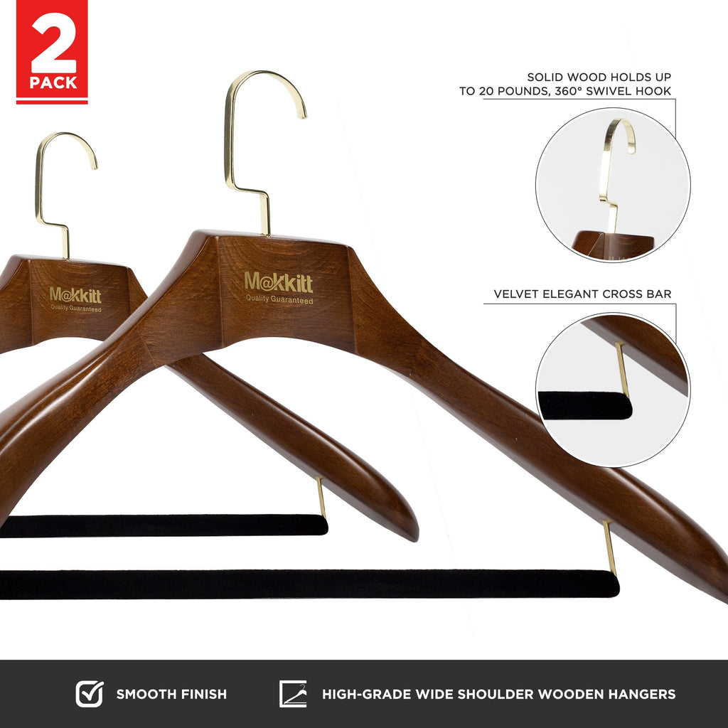 MAKKITT Luxury Wooden Hangers (Set of 2)-GYMPOLO.COM